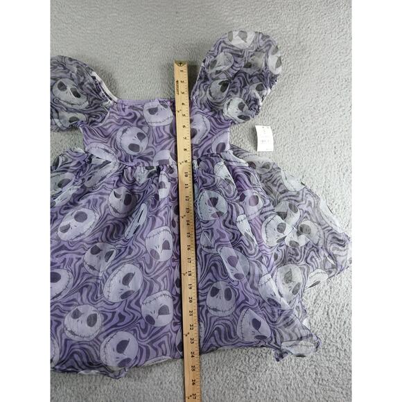 Disney Dress Jack Skellington Girls Medium Purple Kids Puff Sleeve Halloween NWT - Picture 5 of 8